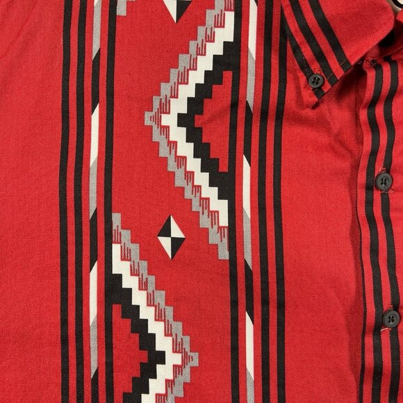 Roper Border Western VTG 90s Shirt Red & Black Aztec Striped Mens XL USA - Picture 10 of 16